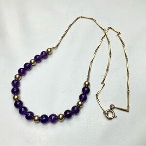 Vintage 12K Gold Filled Amethyst Bead Necklace